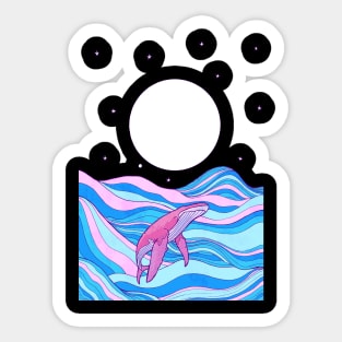 The whale and waves Sticker